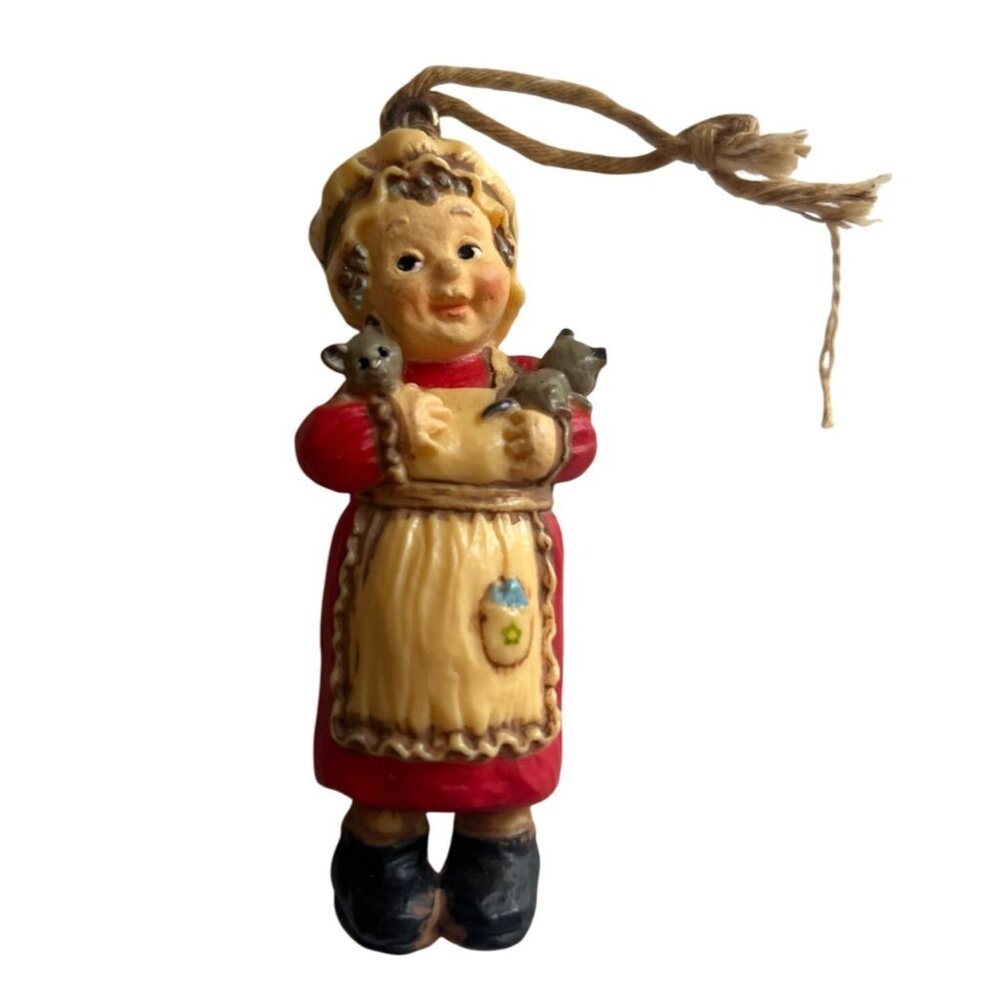 Vintage Hallmark Grandma Ornament Holding Kittens With Twine Hanging Loop